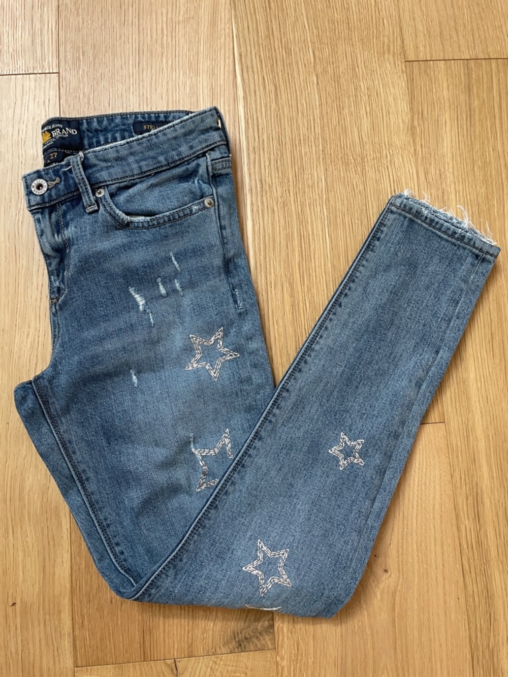 Lucky Brand Blue Skinny Jeans with Star Embroidery